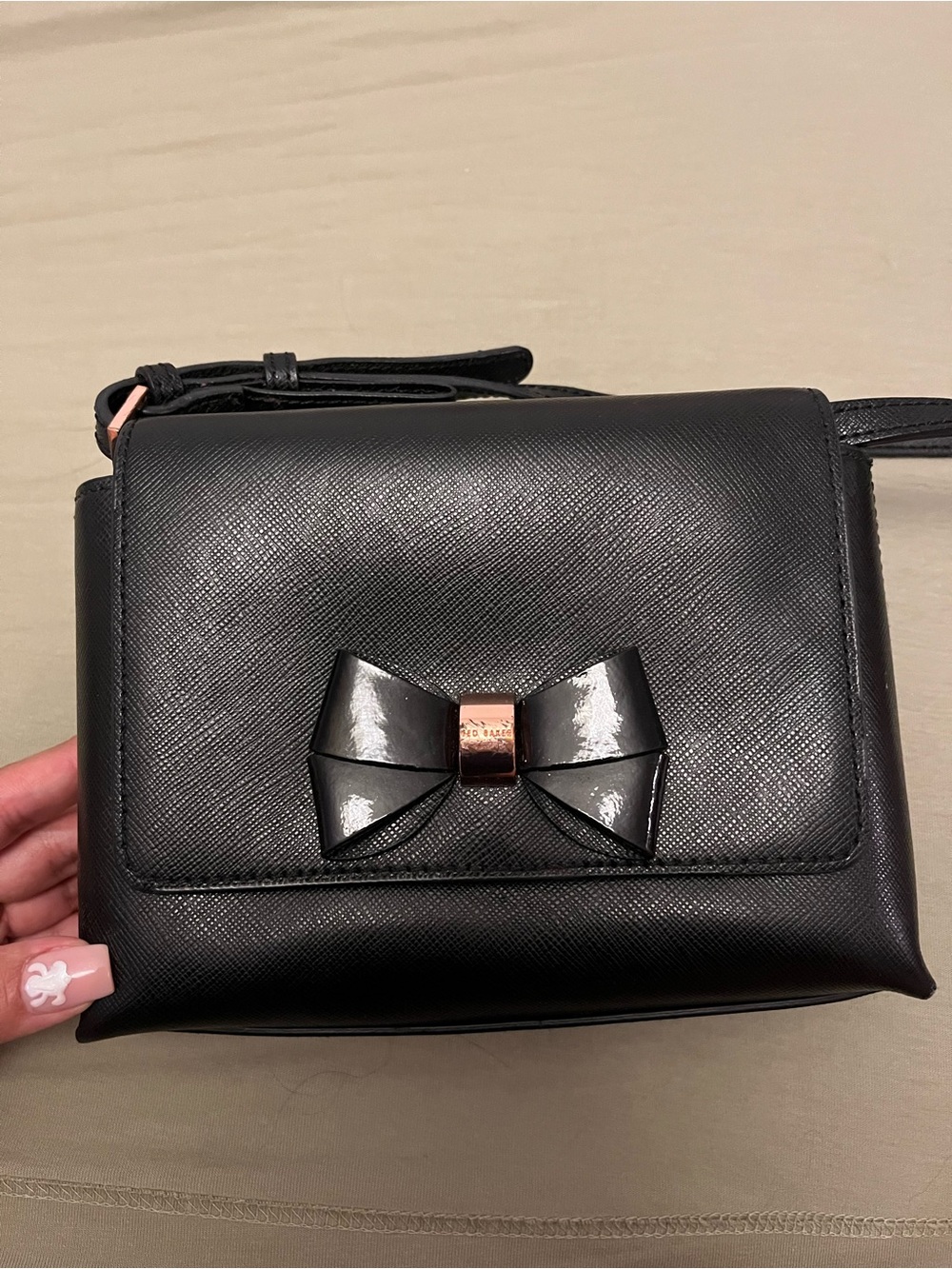 Ted Baker London Black Crossbody with Bow and Rose Gold Accent
